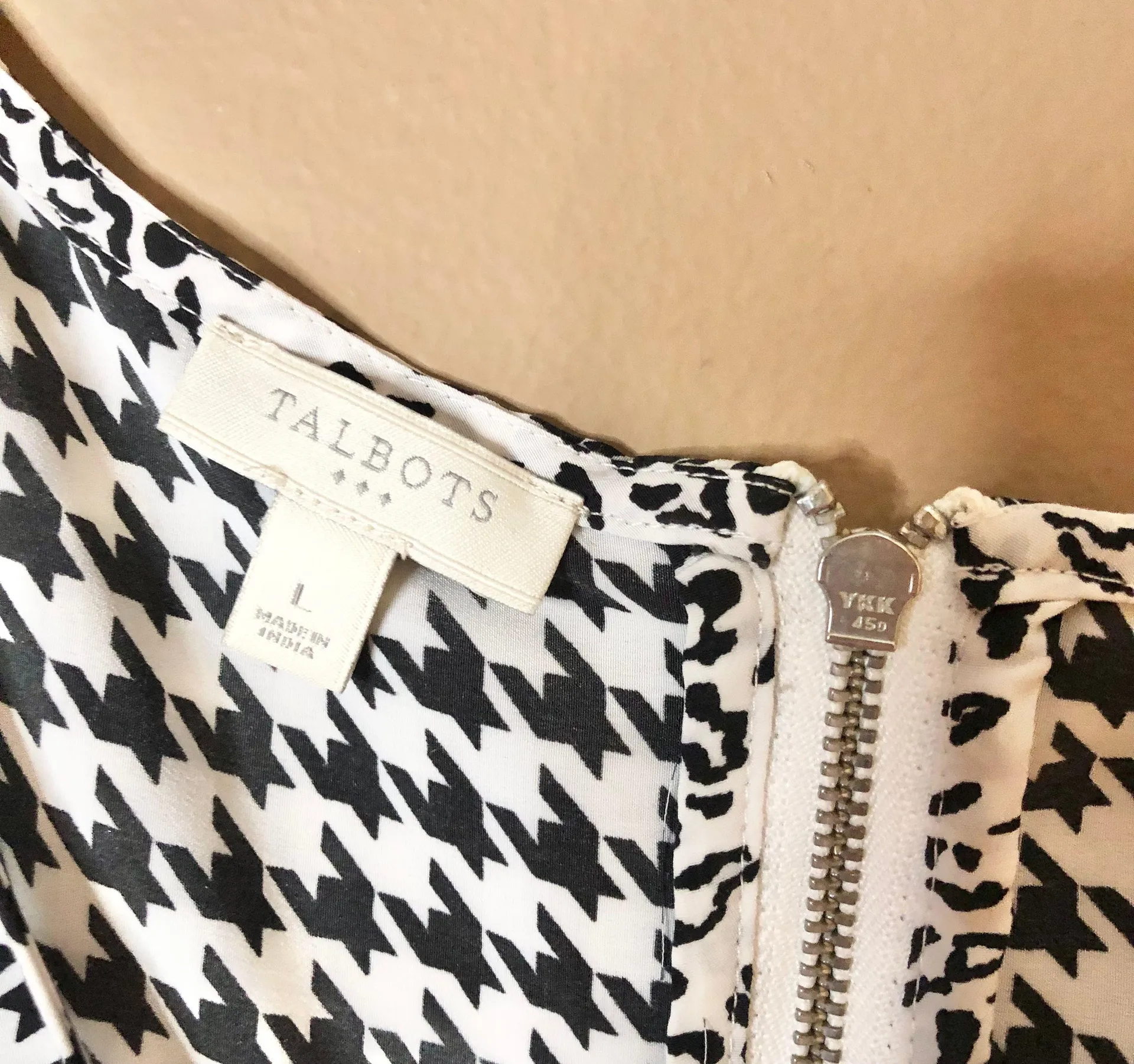 Talbots Mixed Print Animal Cheetah Houndstooth Tank Top Black White Large - Image 5