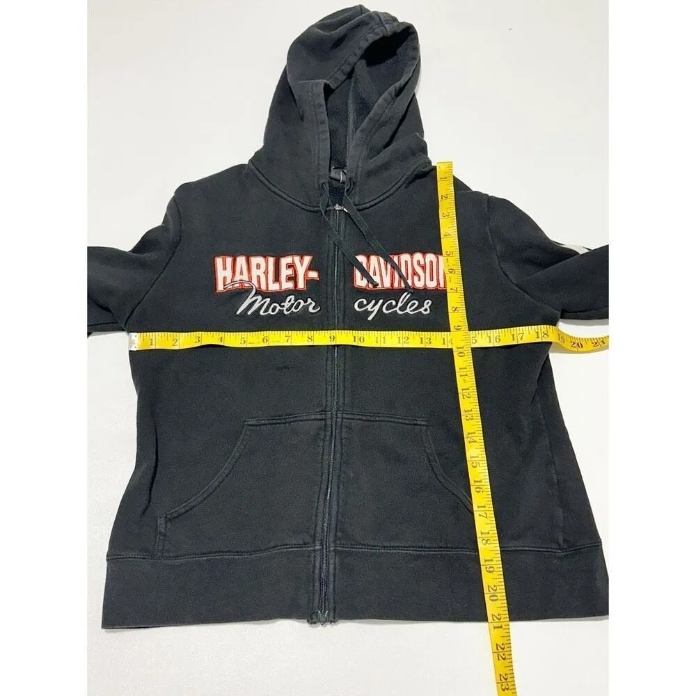 Harley Davidson Women's Motorcycles Long Sleeve Full Zip Hoodie Black Size Large - Image 6