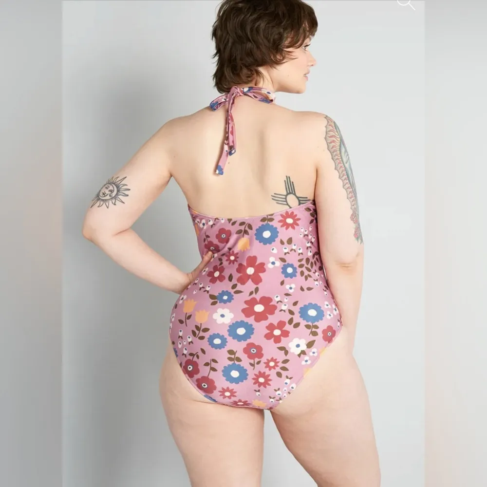 ModCloth x Princess Highway Tie-Front One-Piece Swimsuit Floral Sz 12 478 - Image 2