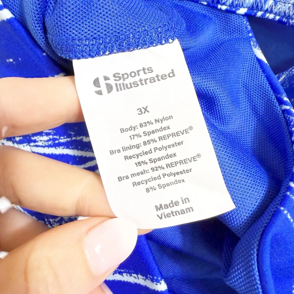 Sports‎ Illustrated Blue White Print Sports Bra Size 3X - Image 3