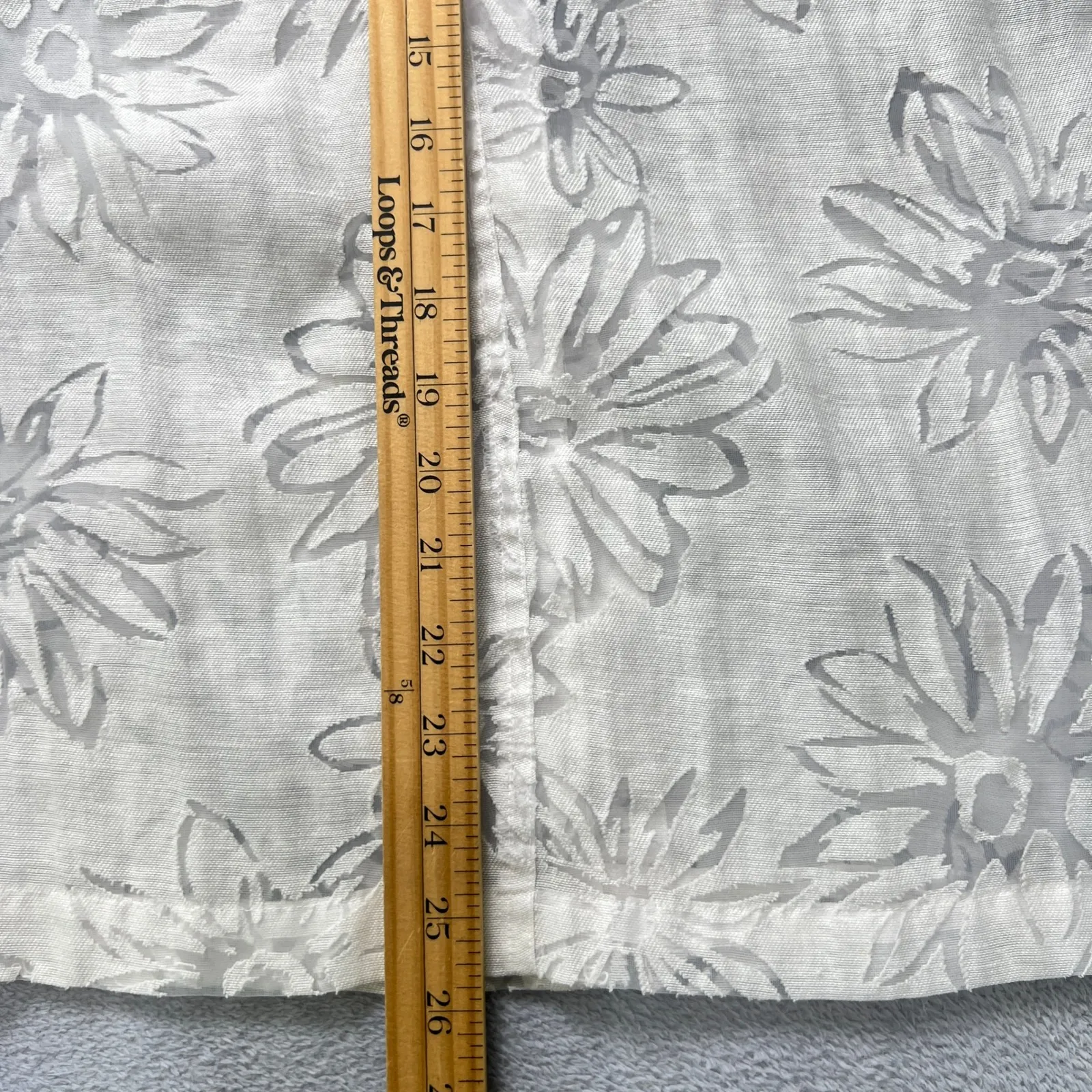 Mirasol‎ 1X White Linen Blend Floral Burnout 3/4 Sleeve Button Down Shirt Blouse - Image 6