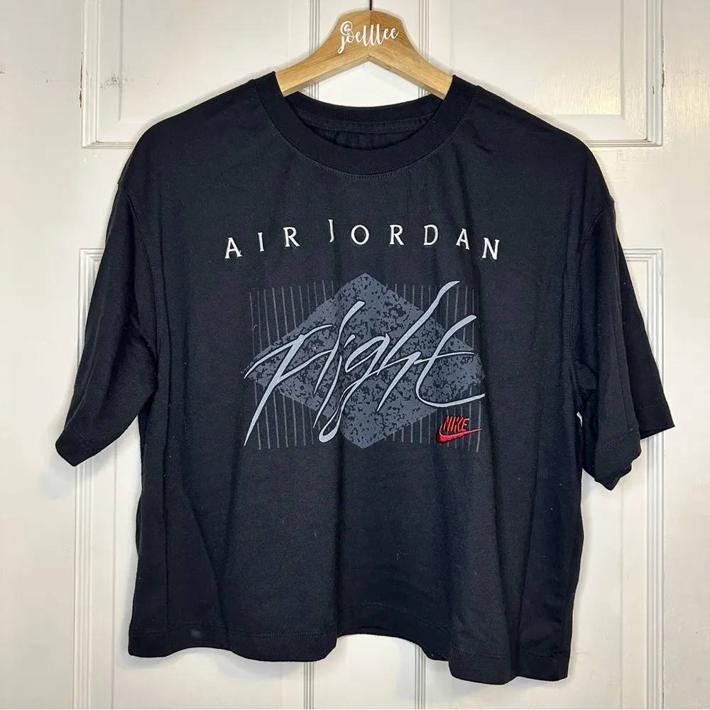 Jordan Air Flight Black Boxy Crop Tee Tshirt Size Medium - Image 3