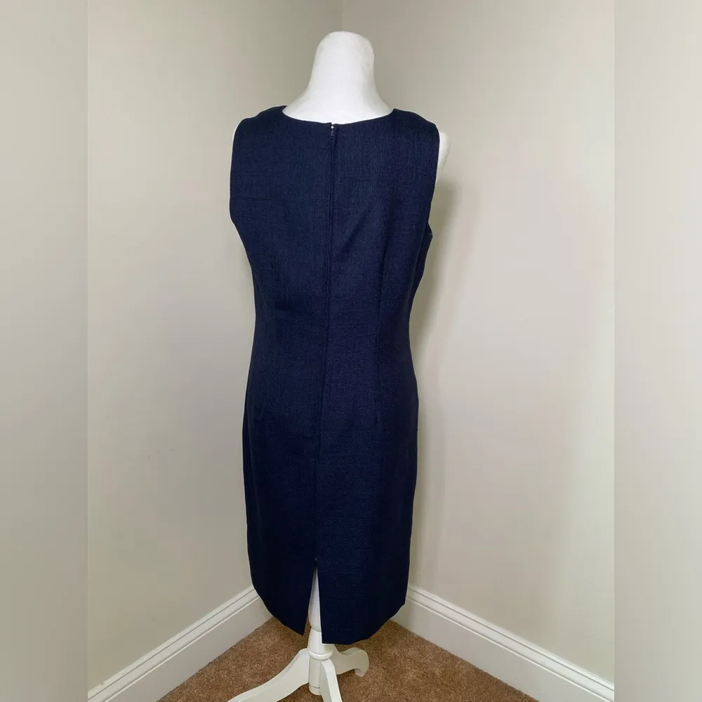 Womens Sleeveless Business Casual A Line Knee Length Blue Dress Size 8P - Image 4