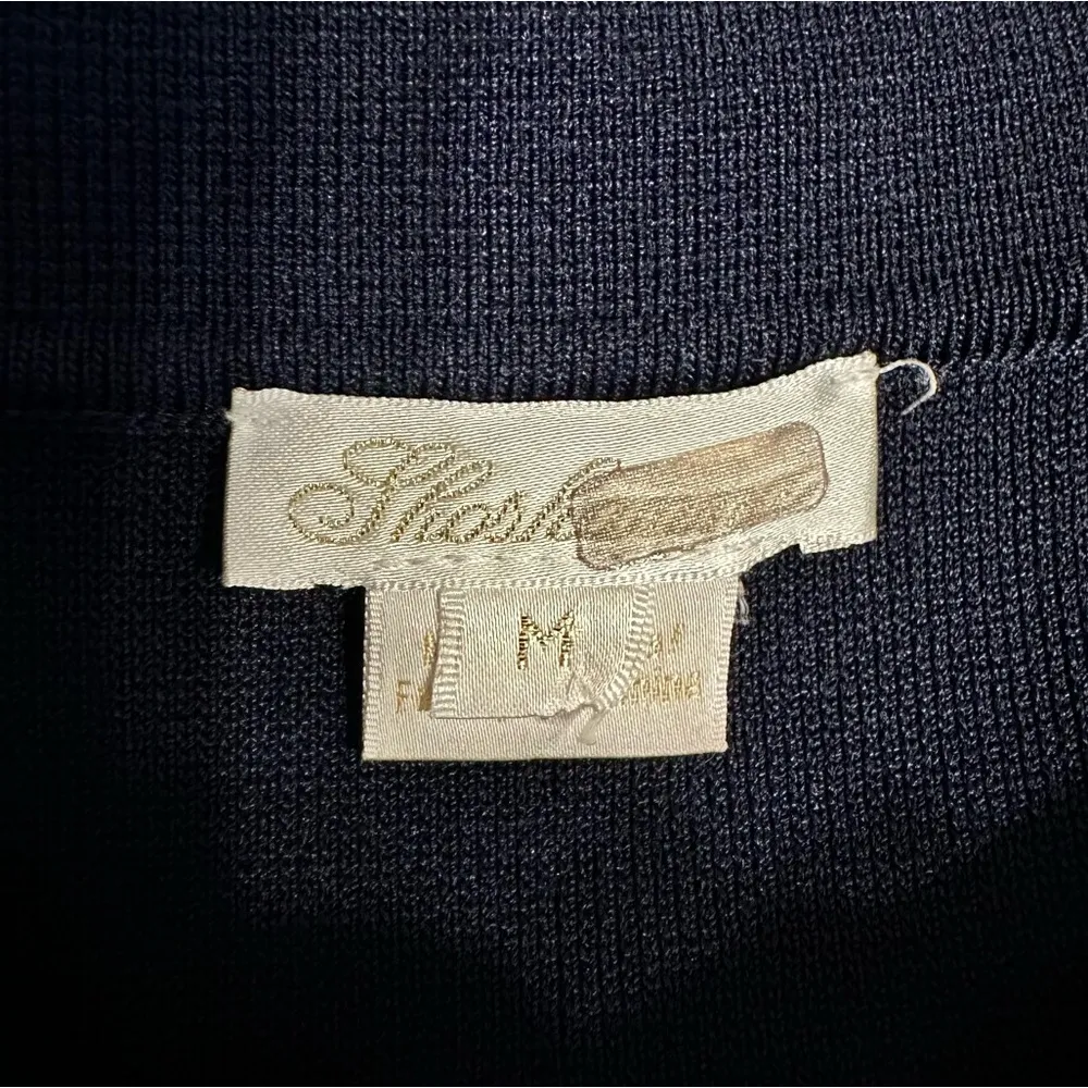 Shoshanna Navy Edgemont Dress size Medium Thick Knit Short Sleeves NO BELT - Image 9