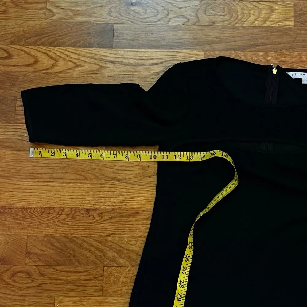 Trina Turk Women’s 2 Marlowe Cutout Black 3/4 Sleeve Boat Neck Shift Dress Chic - Image 7