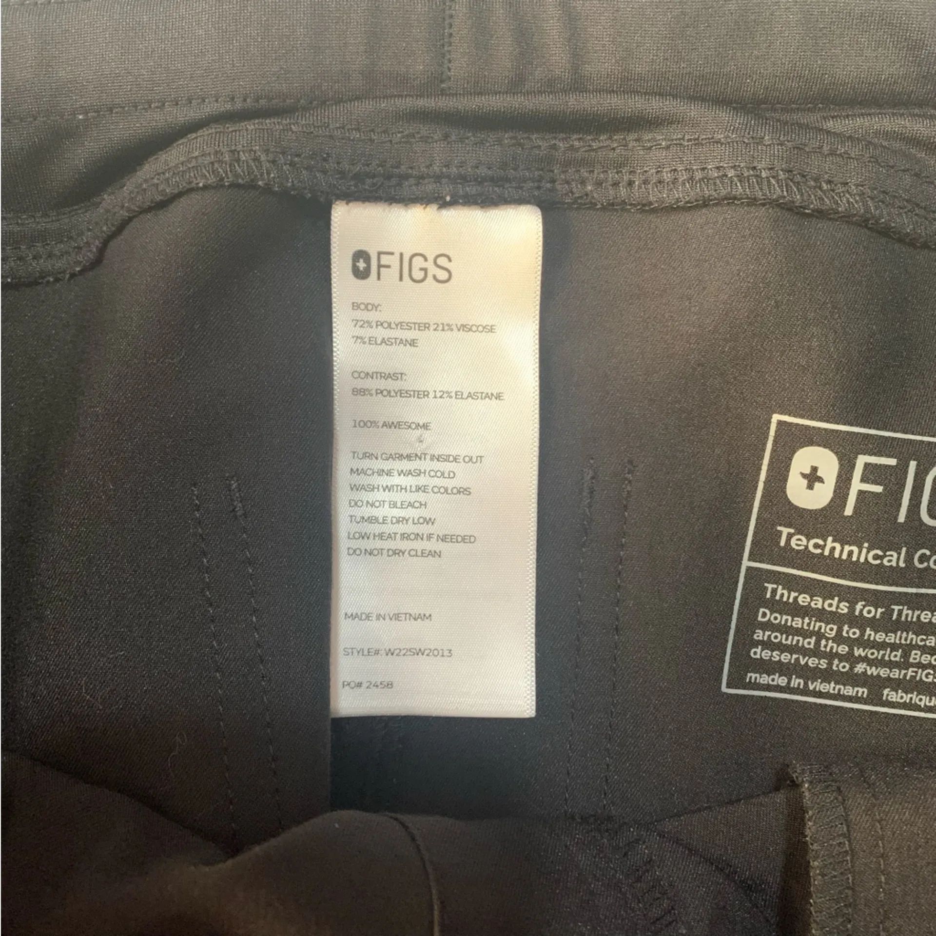 Figs womens size XL yola skinny scrub pants black high waist - Image 4