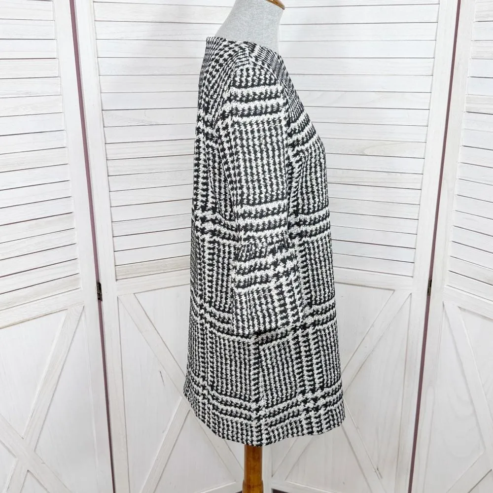 Zara Houndstooth Check Bell Cuff Shift Mini Dress Black‎ Cream Medium - Image 6