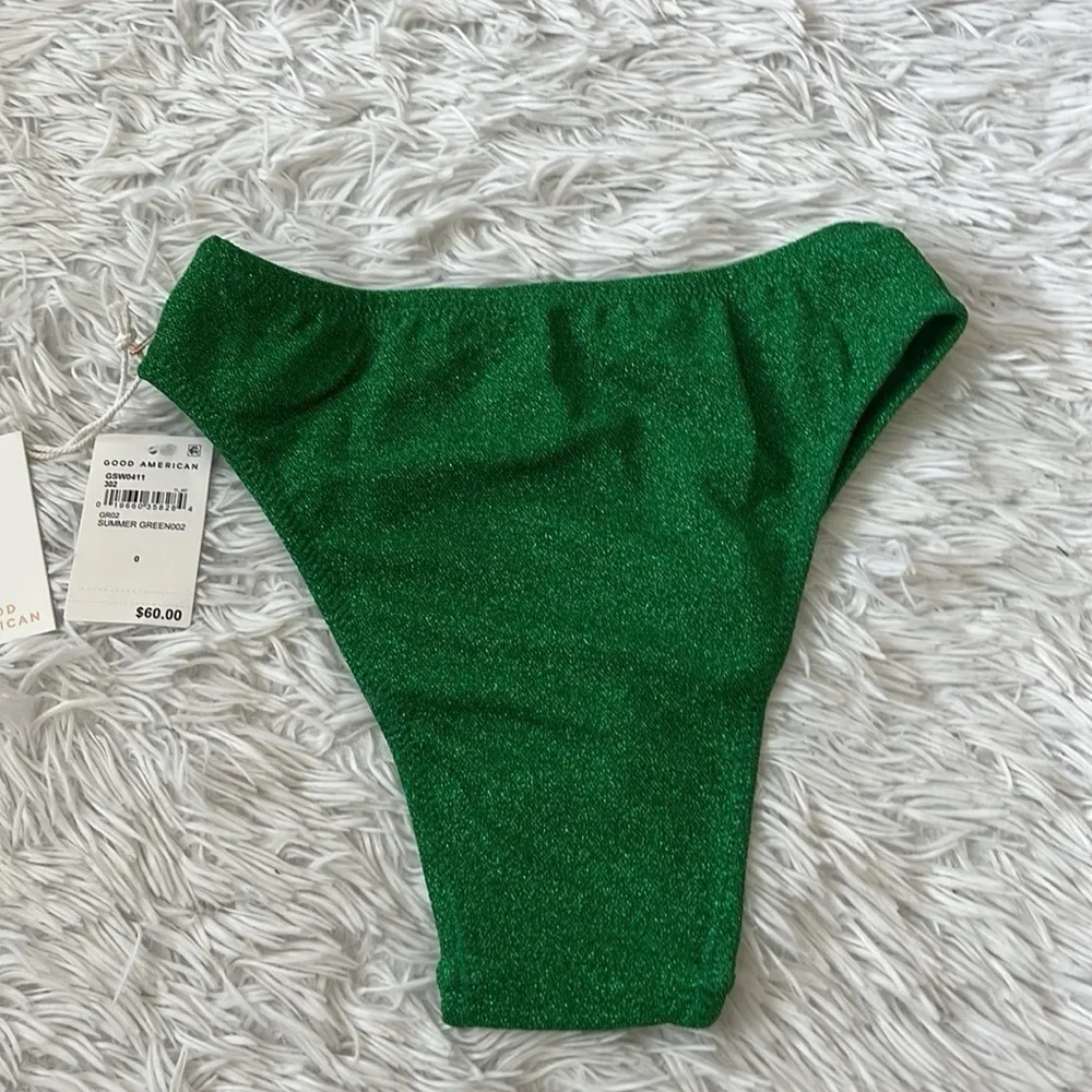 Nwt Good American Sparkle Good Waist Cheeky Bikini Bottom Summer green size 0/XS - Image 3