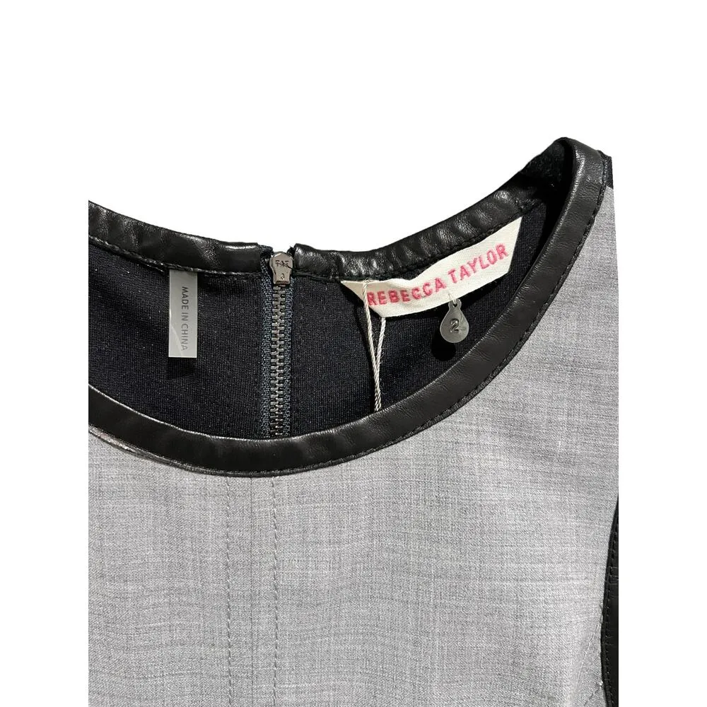 Revolve Rebecca Taylor Fit & Flare Leather Trim Mini Dress Size 2 $350 Stretch - Image 8