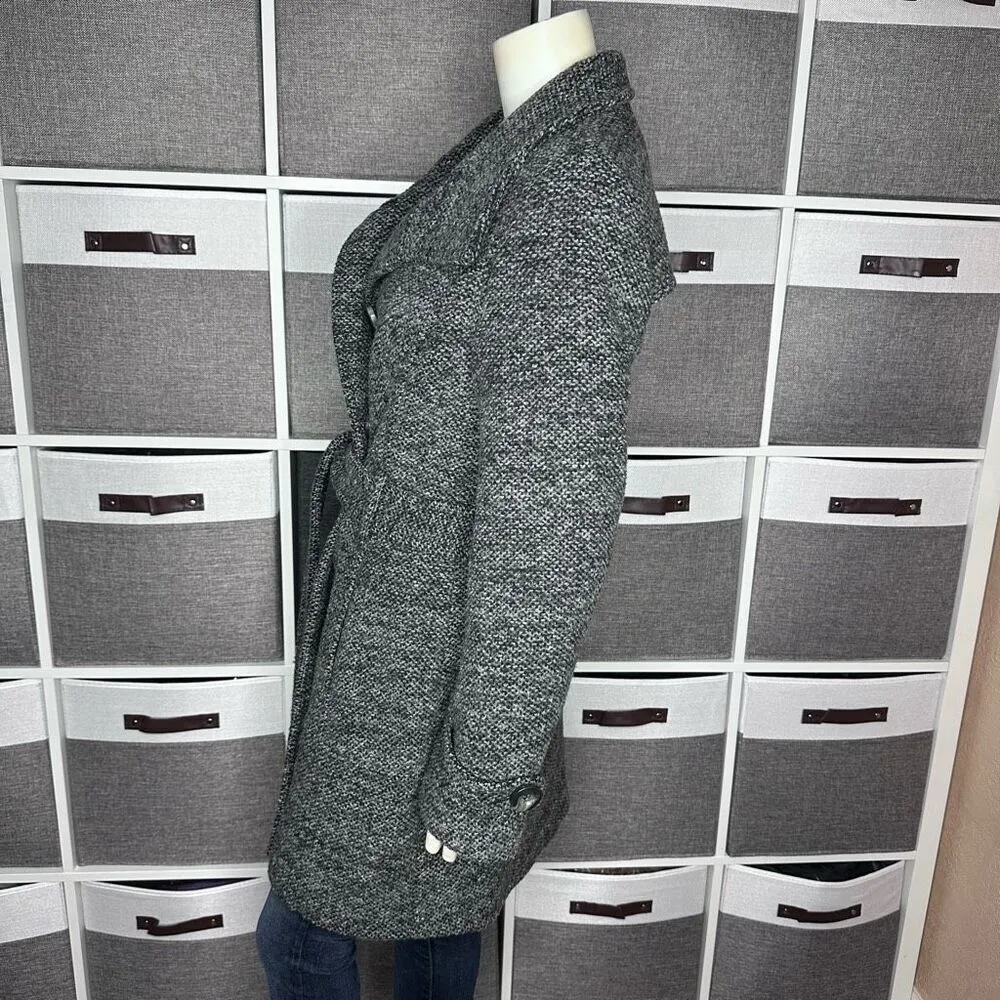 Kenneth Cole Reaction Houndstooth Wool Blend Belted Peacoat Size S/M - Image 11