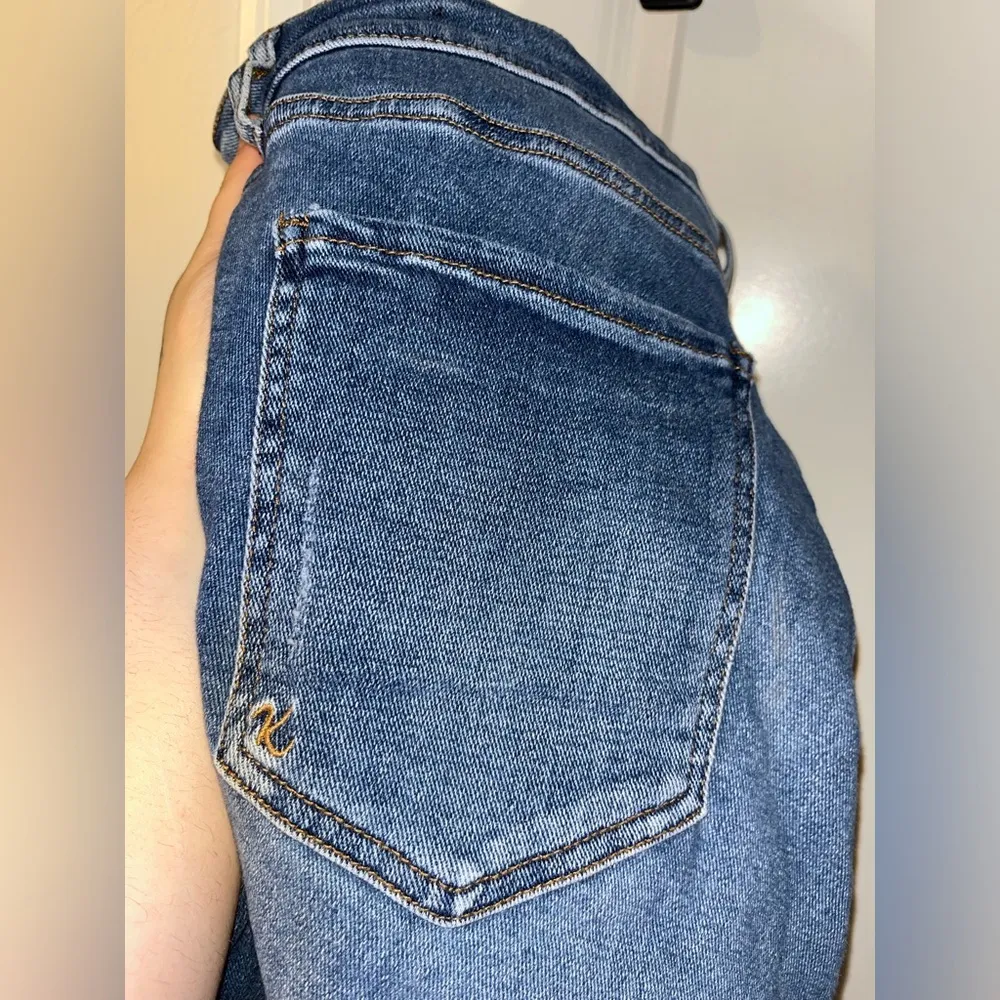 Kut From The Kloth Distressed Blue Cuffed Denim Pocket Biker Thigh Shorts Sz 18W - Image 8