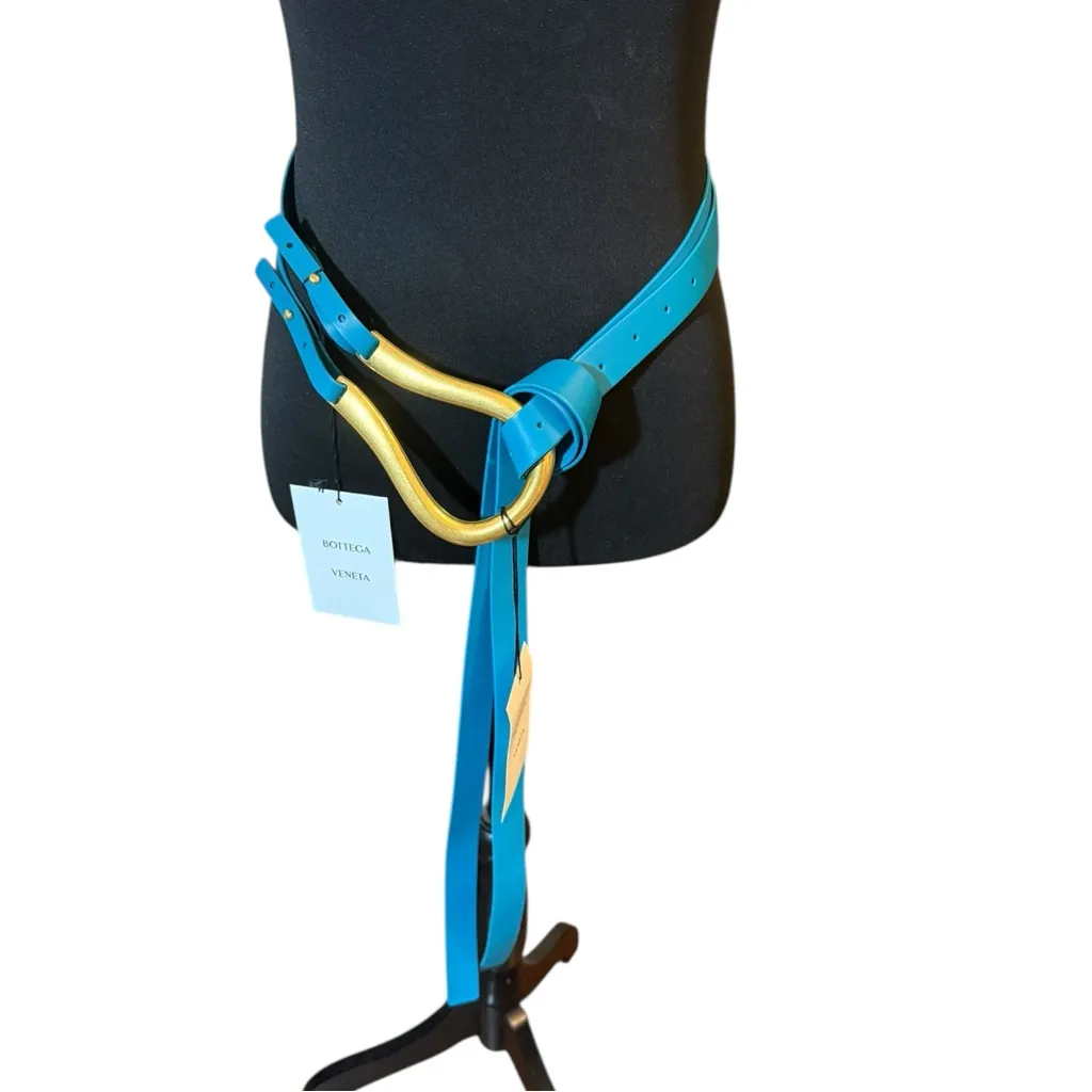 NWT Bottega Veneta Leather Double Strap Belt With Horseshoe Buckle Size M - Image 6