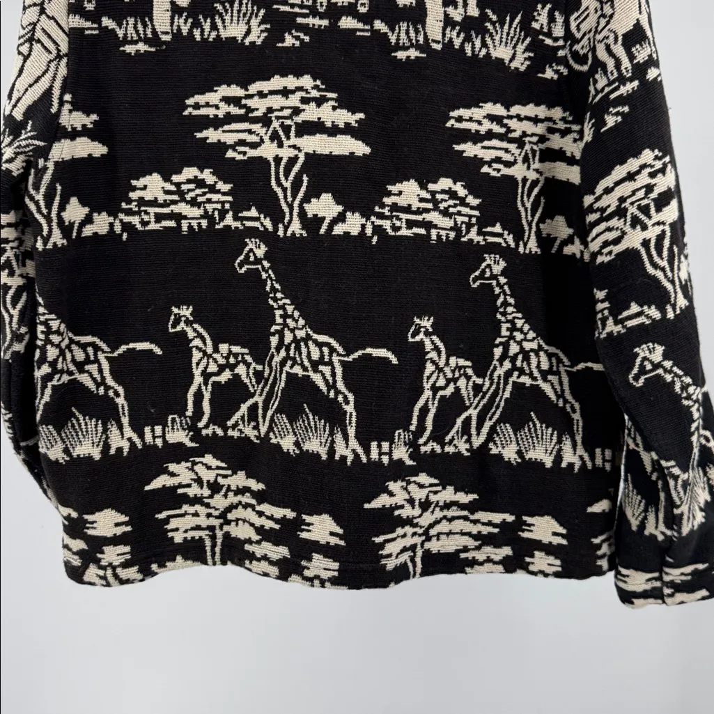 New Identity tapestry Black cream Safari Print blazer jacket M elephant neutral Size M - Image 4