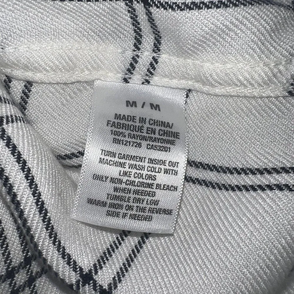 Aeropostale Button Up Shirt Womens SZ M White Blue Windowpane Plaid Long Sleeve - Image 4