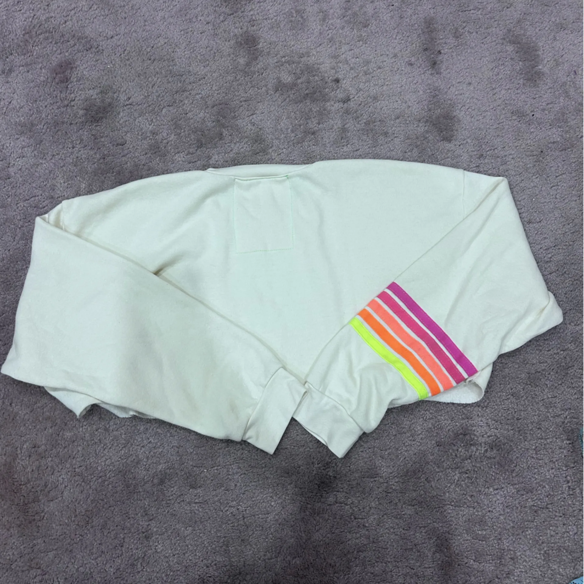 Aviator Nation Vintage White Set Neon 5 Stripe Rugby Sweatshirt and Sweatpants - Image 10