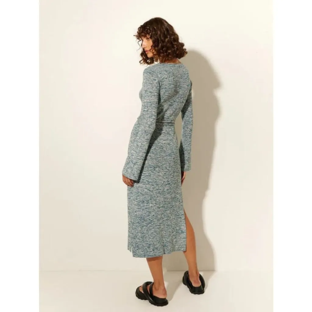 Kivari Naomi V Neck Knit Midi Dress in Teal Marble US6 NWT Blue Size 6 - Image 11