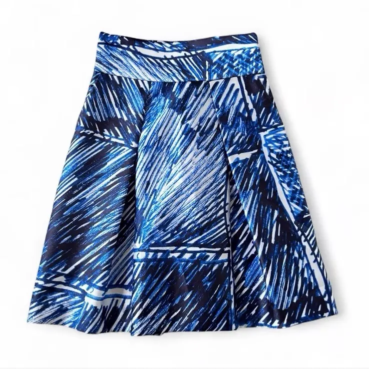 Milly  scribble print A-line midi skirt blue white size 4 - Image 3