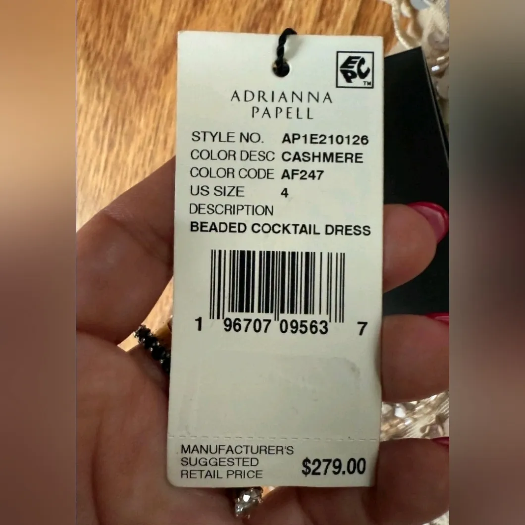 Adrianna papel beaded cocktail dress AP1E210126 Color:CASHMERE - Image 4