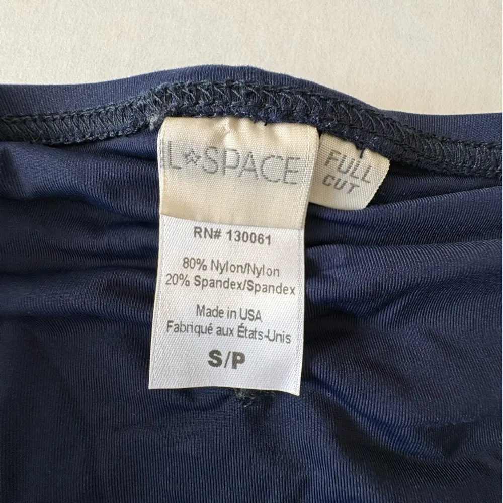 L*Space bikini flouncy top full cut bottom navy blue small full - Image 3