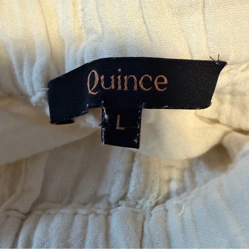 Quince 100% organic cotton gauze straight leg pants vintage cream size Large - Image 6