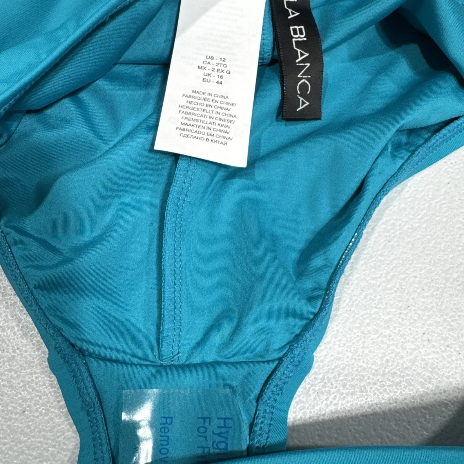 La Blanca Island Goddess Hipster Bottom Bikini Swim Turquoise Size 12 Beach Pool - Image 8