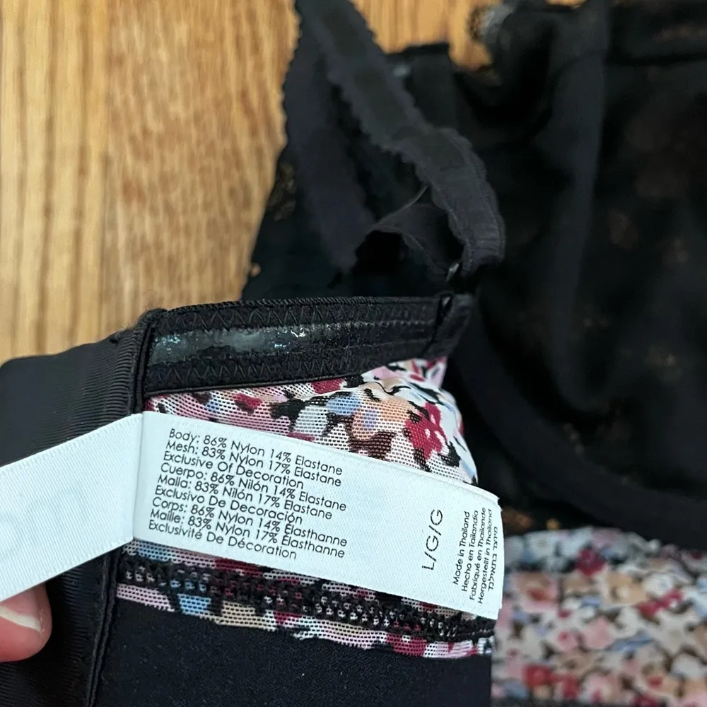 MOI Bustier Bra Large Black Lace Floral Lingerie Undergarment Dainty Sexy - Image 10