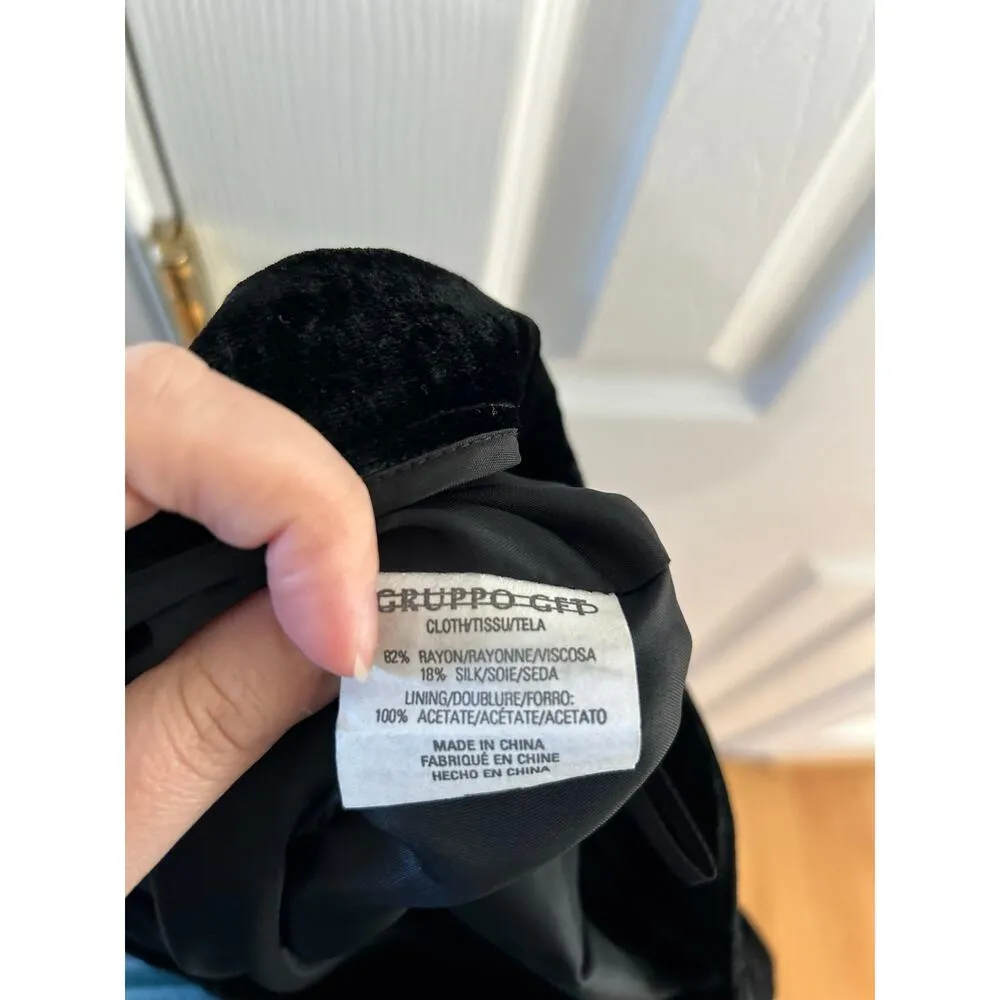 Emanuel Ungaro Straight Leg Black Crushed Velvet Silk Blend Trouser Pants Size 8 - Image 5