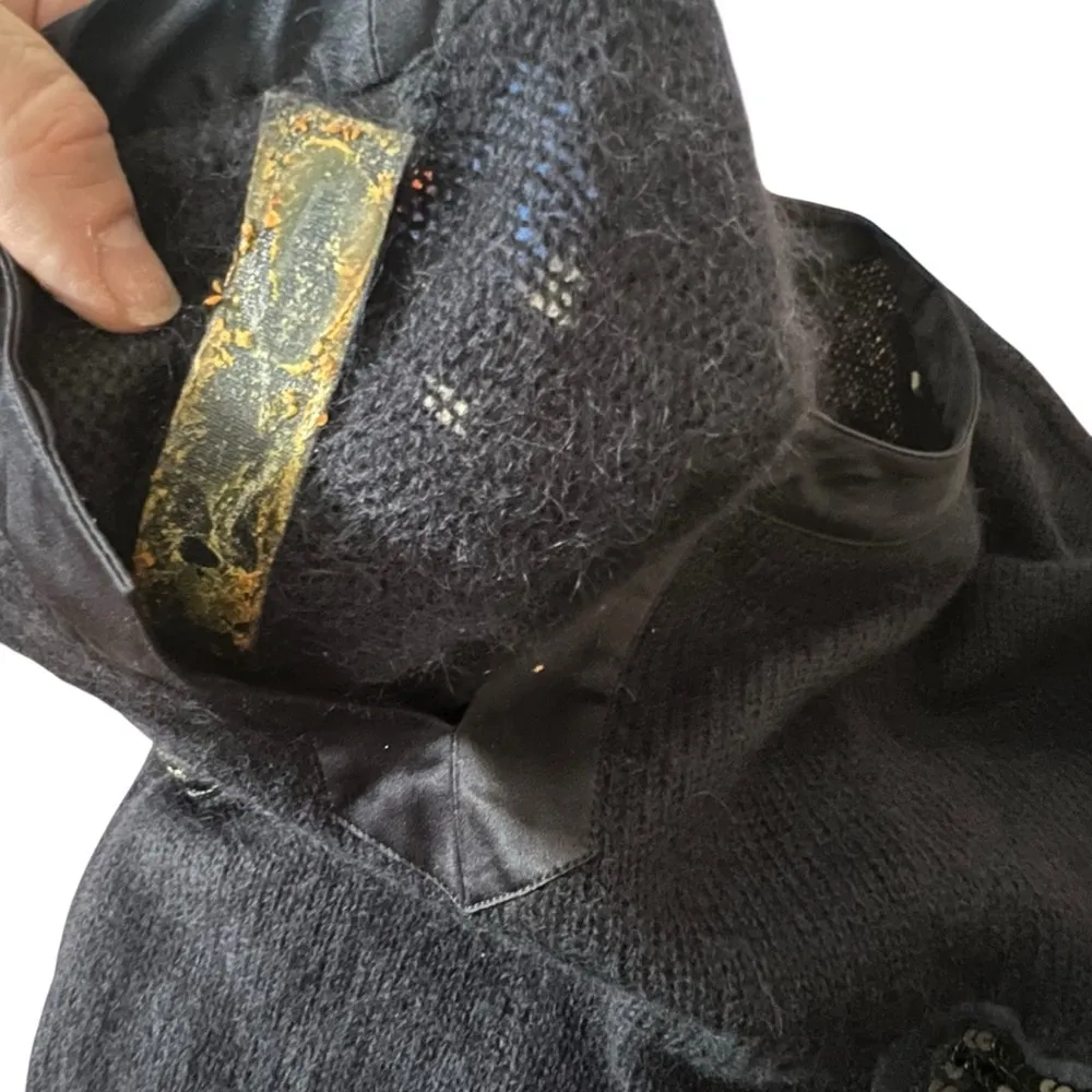 VTG ESCADA Margaretha Ley Navy Sequin Panther Lion Cat Sweater Mohair Sz 36 US 6 Blue Size M - Image 11