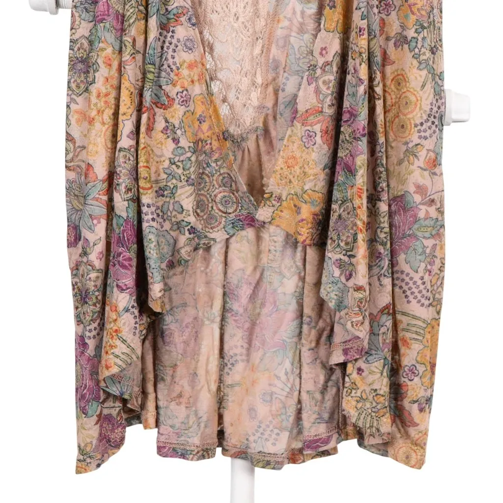 Eyeshadow Vest XL Womens NEW Floral Lace Back Sleeveless Boho Tan Cream - Image 3