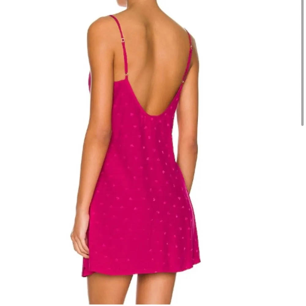 NWT L*Space Womens Moonlit Barbie Pink Heart Jacquard Mini Slip Dress Size Small - Image 3
