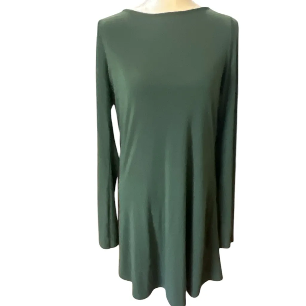 NWOT Free People Beach Chic‎ Forest Green Long Sleeve Open Back dress size large - Image 3