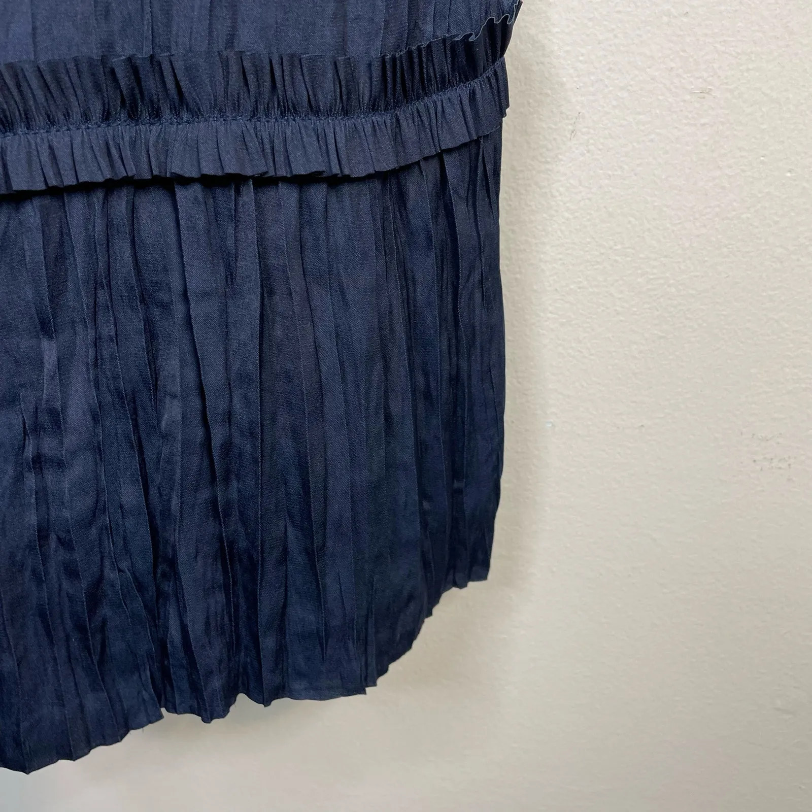 White House Black Market Satin Surplice Sleeveless Tiered Midi Dress Navy XS New - Image 10