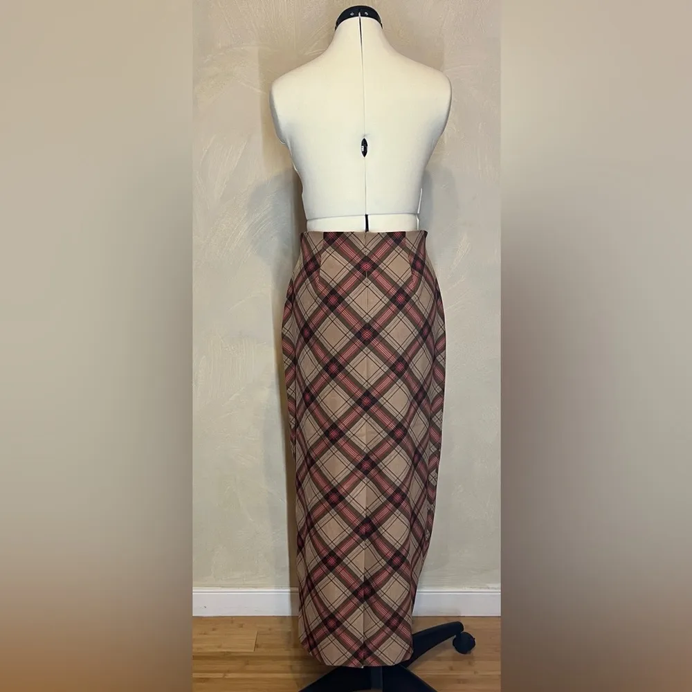 Studio C womens schoolgirl academia Y2K Plaid Maxi Skirt W/back zip & slit|SZ:6 Red - Image 16