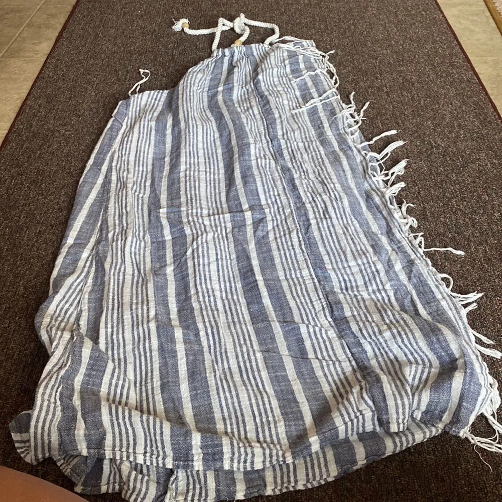 Aerie blue and white fringe midi dress xs/s - Image 2