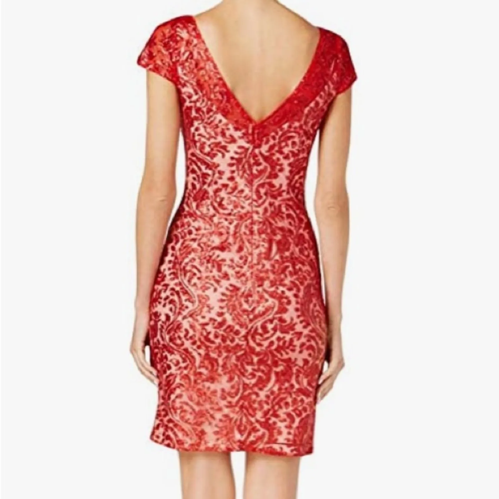 Calvin Klein Bright Apple Red Sequined Cocktail Christmas Party Dress sz 8 NWOT - Image 2