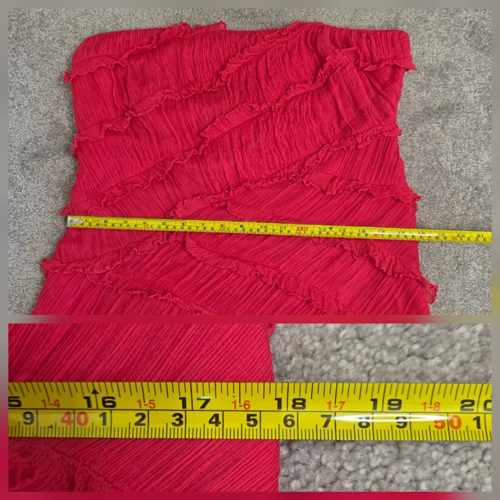 Anthropologie Maxi Dress XL Strapless Pink Ruffle Chiffon Goddess Coquette Boho - Image 12