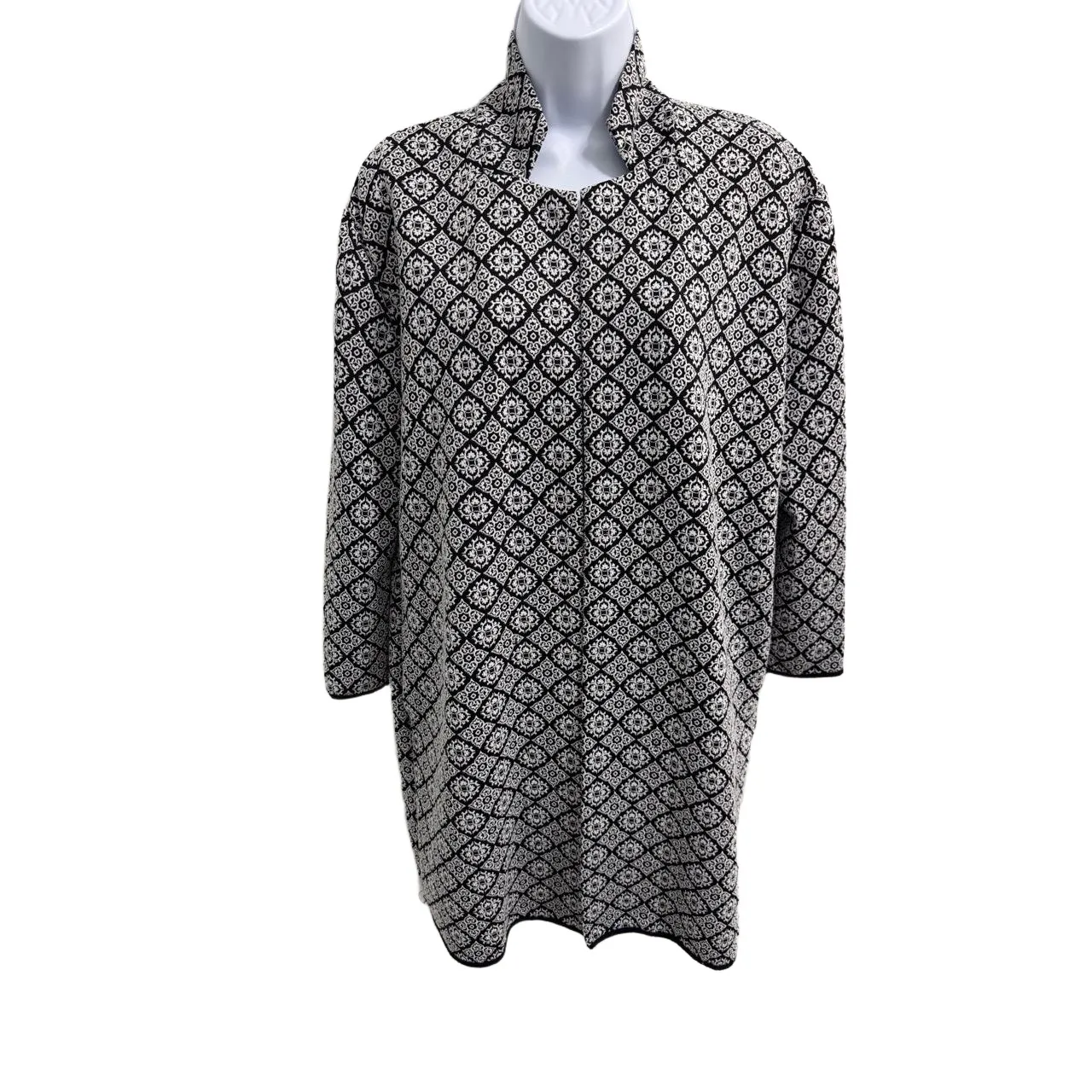 Philosophy Black Patterned Long Sleeves Collared Modern Coat Medium‎ - Image 2