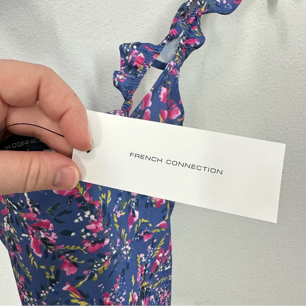 French Connection‎ Women's Size Small Tank Blue Ruffle Floral Delicate Feminine - Image 6