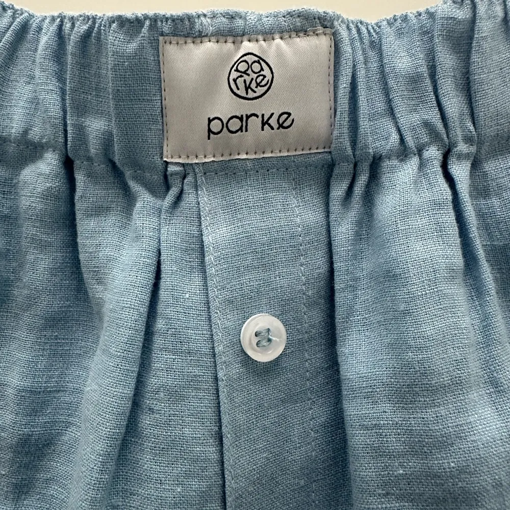 PARKE  Linen Boxer Pants Sky Blue Size M NWT - Image 4