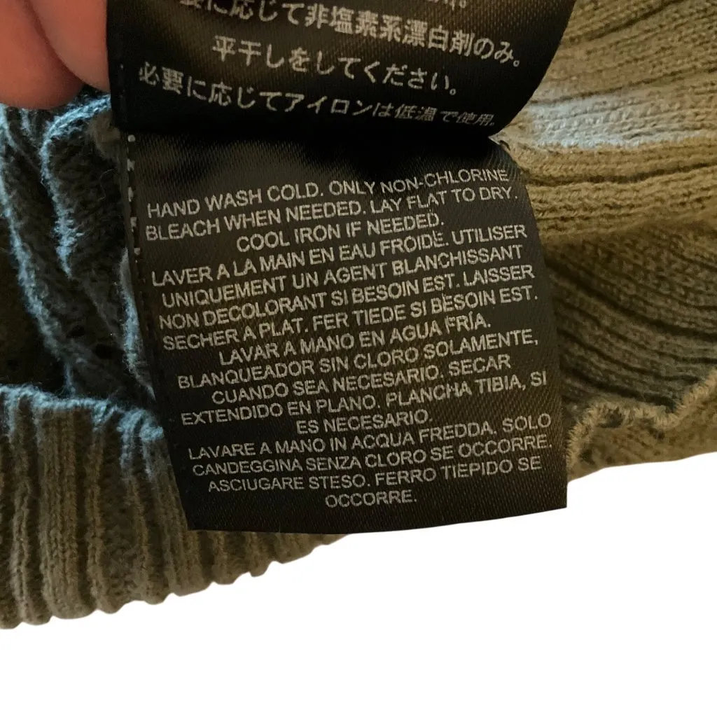 Guess Olive Green open Ribbed Knit V-Neck Sweater Womens Size XL Y2K  festival - Image 3