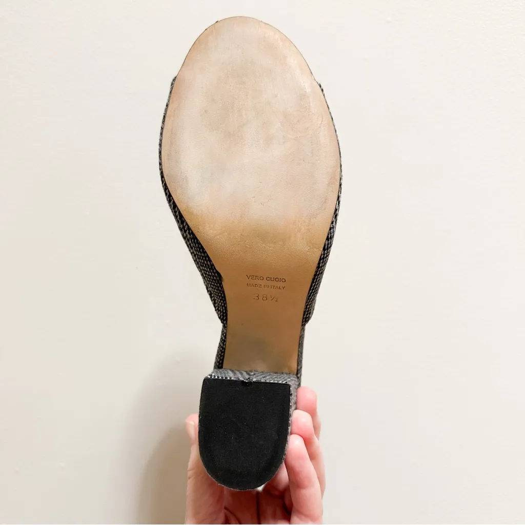 Paris Texas Vernice Tweed Plaid Block Heel Mules Gray Block RARE sz 38.5 - Image 7