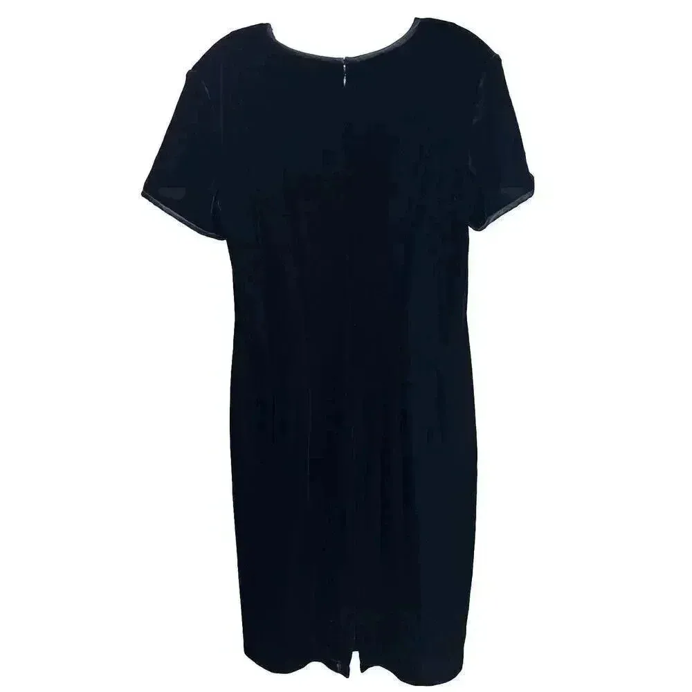 John Roberts Womens Velvet Shift Dress Size 12 Black Cocktail Party Occasion - Image 3