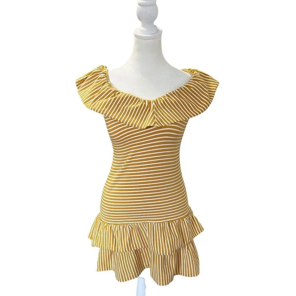 Saylor Tamanna Striped Ruffle Mini Dress XS - Image 2