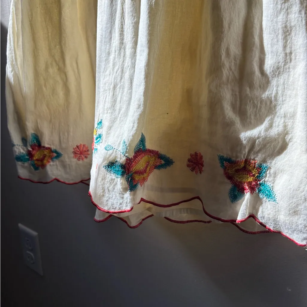 Flutterbye Y2K Embroidered Cotton Mini Dress Blue - Image 3