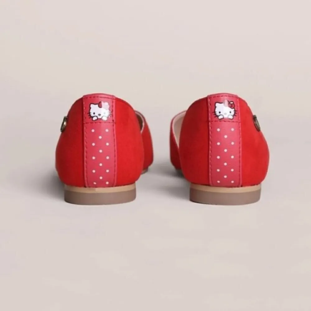 Loly in the Sky x Hello Kitty Red Suede Loafer Flats Size 5 NEW - Image 4