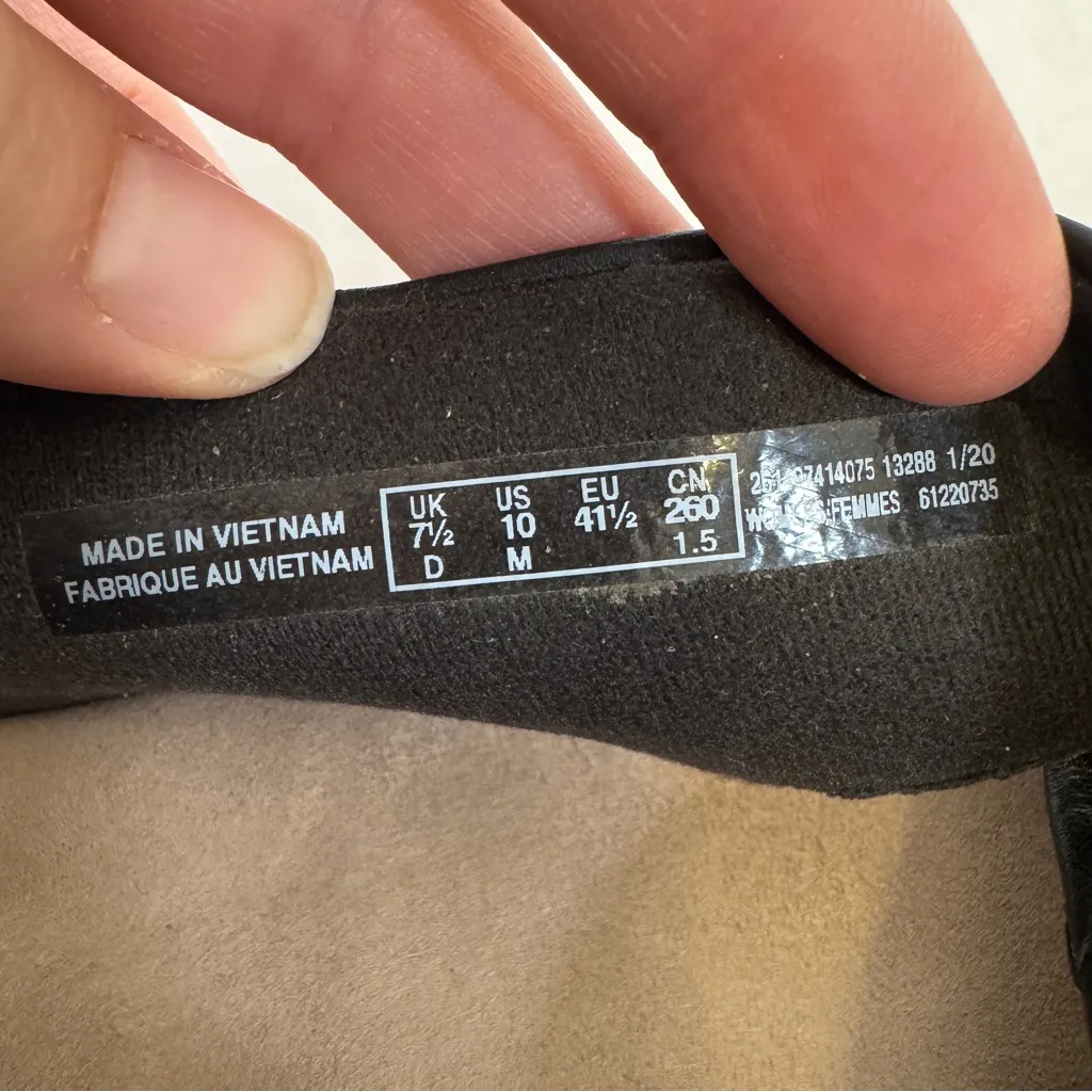 Clarks Black Leather Strappy Wedge Sandals Womens 10 Comfort Shoes Beachy Summer - Image 2