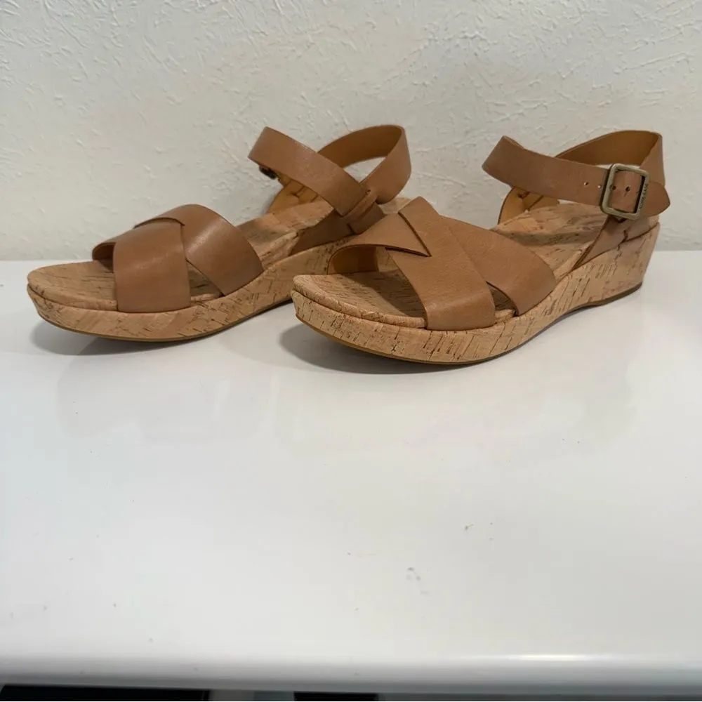 Kork-Ease Myrna 2.0 Ankle Strap Wedge Sandals Golden Brown Leather Size 10 EUC - Image 3