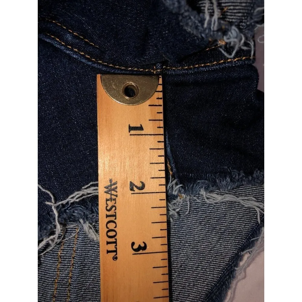 Levis High Rise Denim Shorts Size 26 Blue Stretch Frayed Hem Jean Boho Festival - Image 6