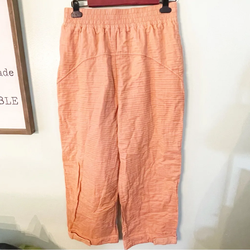 Free People Movement‎ Size Small Peach Gauze Elastic Waist Wide Leg Pants - Image 5
