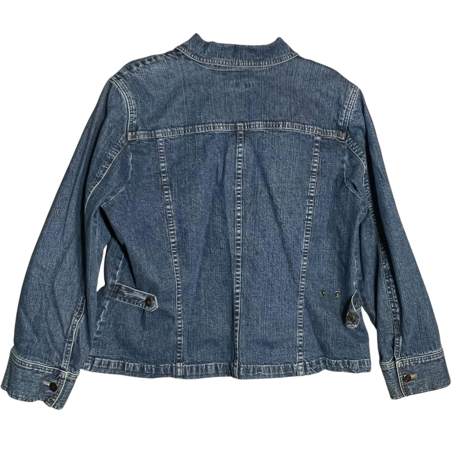 J Jill Jacket Womens XL Blue Denim Stretch Utility Button Front Pockets - Image 3